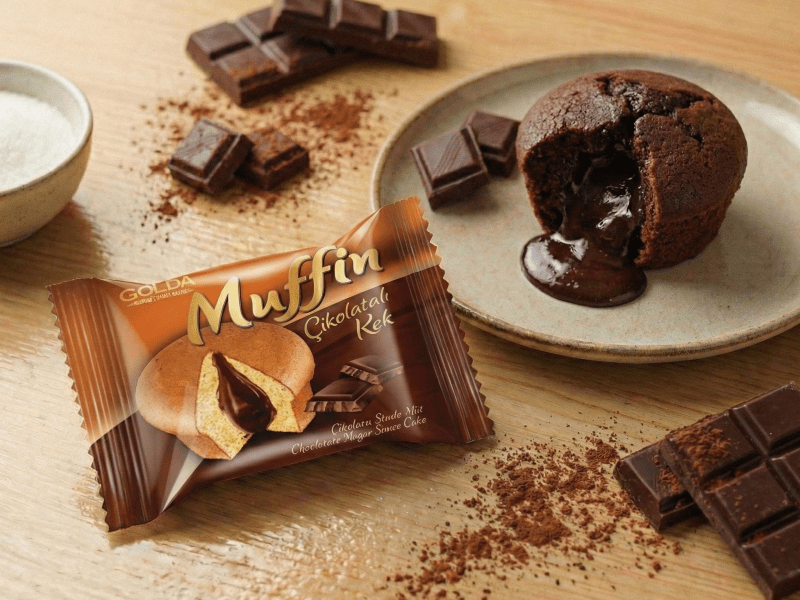 Golda Muffin Cake Cocoa Sauce